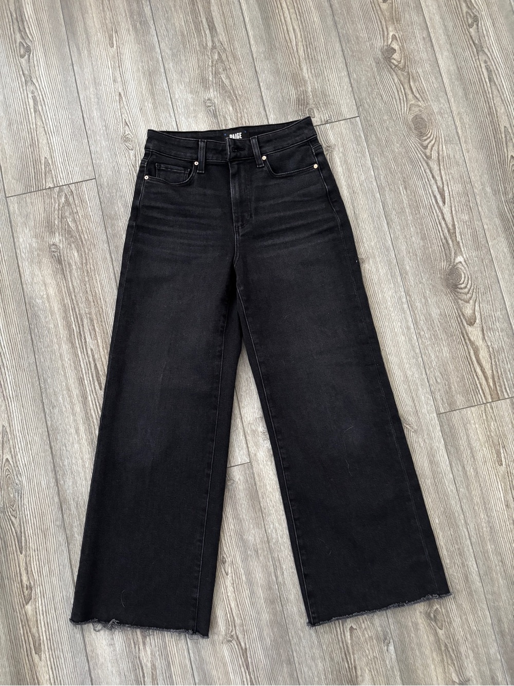 PAIGE Black Wide-Leg High-Rise Jeans